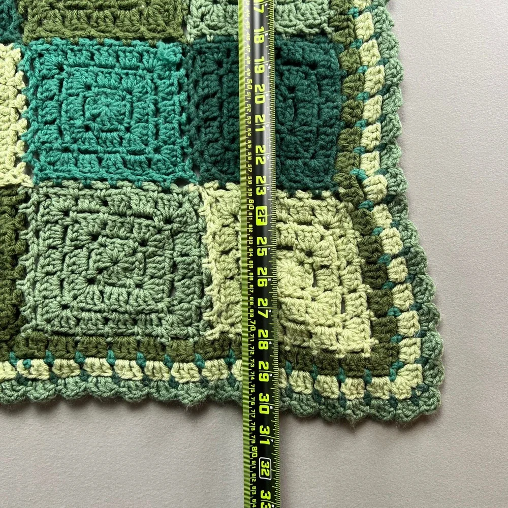 Handmade Crochet Patchwork Square Blanket Multicolor Decorative Border 30